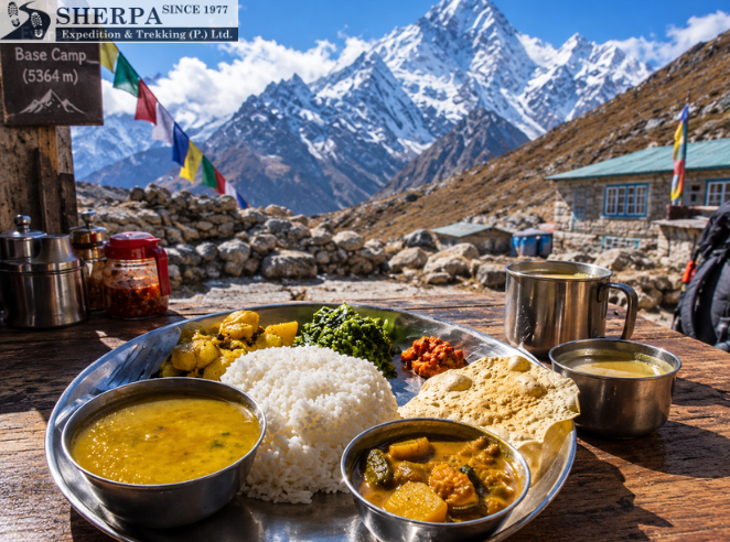 Dal bhat and local food served during Everest Base Camp Trek